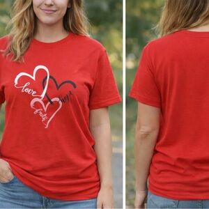 Red Graphic T-Shirt with Heart Design